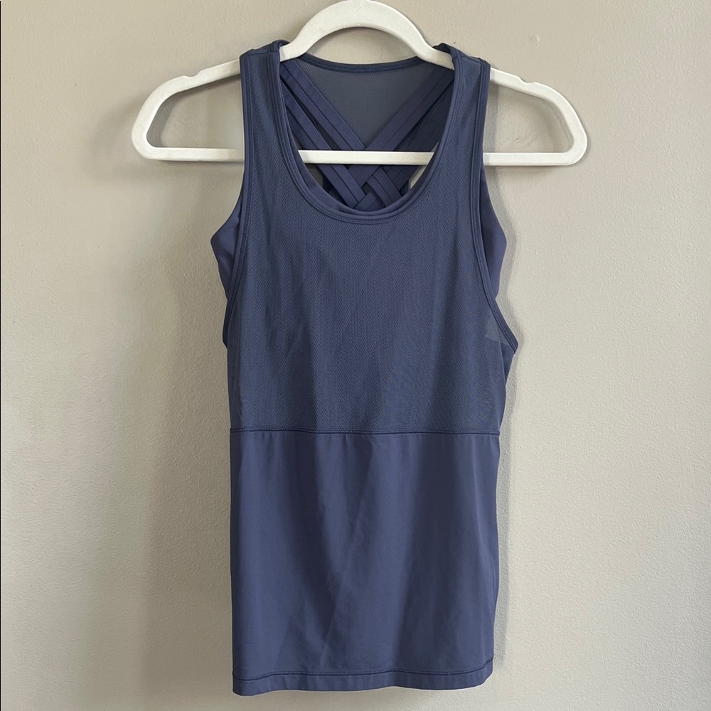 Lululemon Fast As Light 2-In-1 Grey Cross cross back Tank size 4